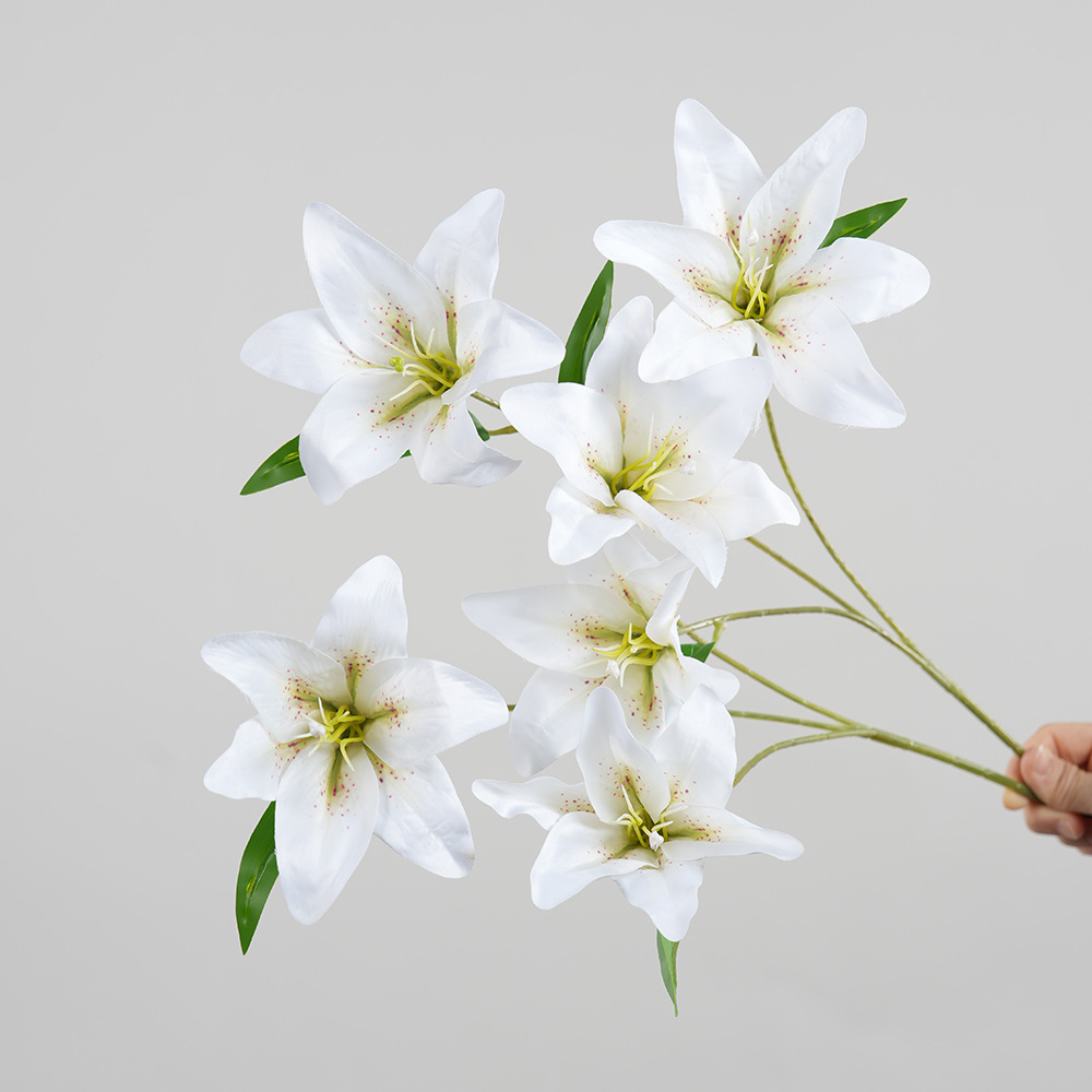 Pastel 3-Head Faux Lily Stem — image 2