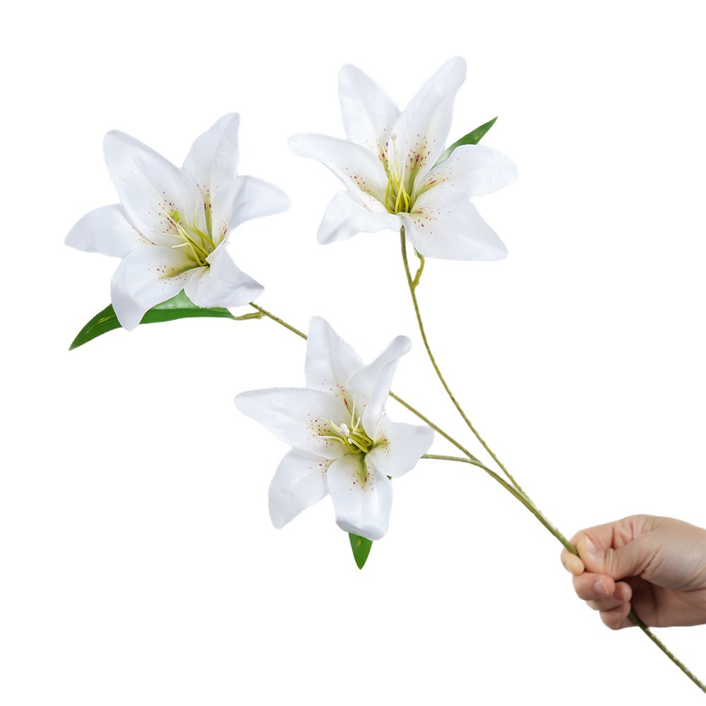 Pastel 3-Head Faux Lily Stem — image 5