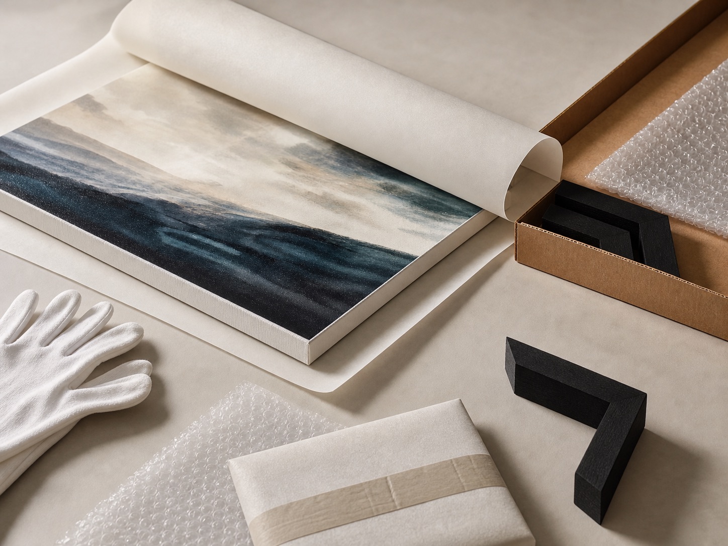 Protective wall art packaging and inspection materials