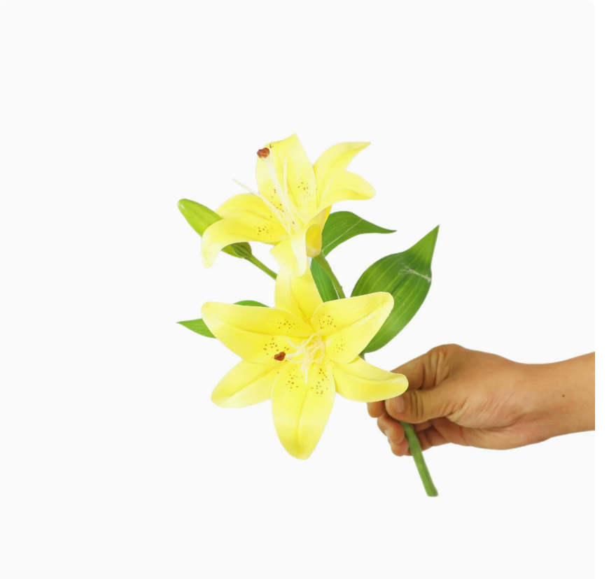 32cm double-bloom artificial lily pick with one bud