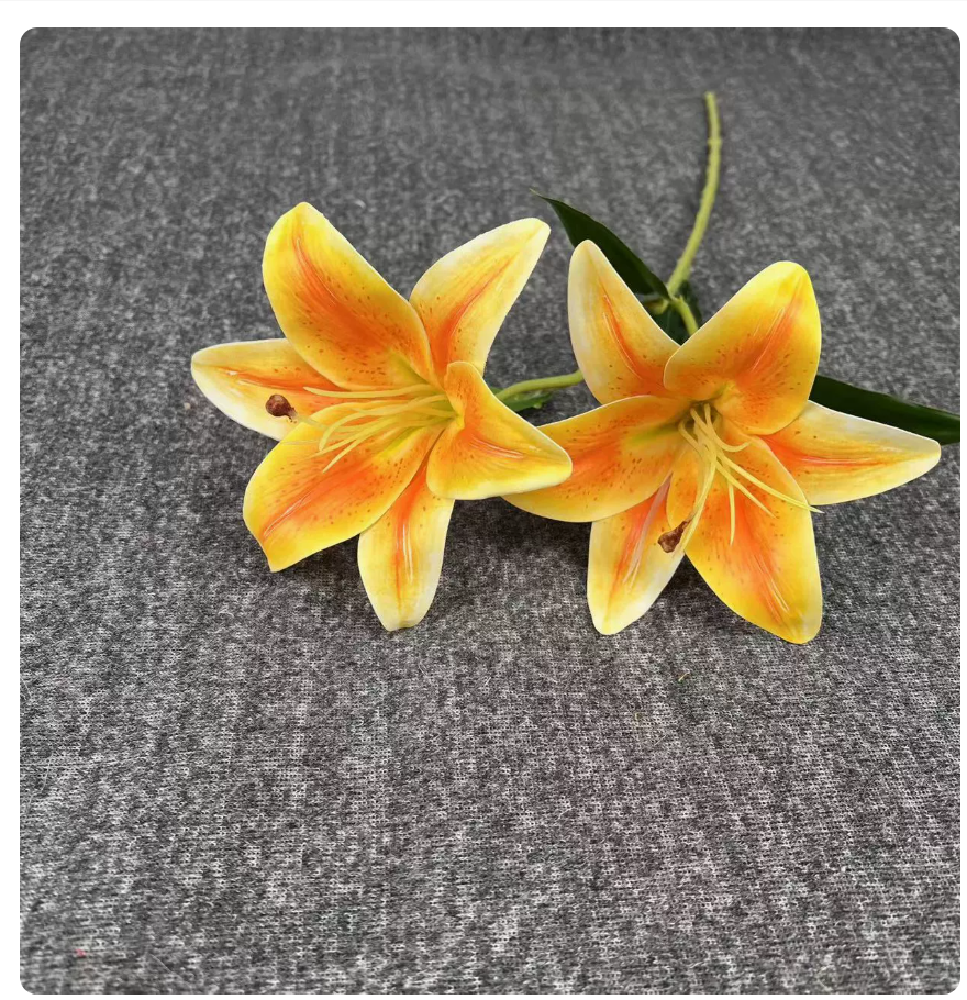 Realistic Double-Bloom Faux Silk Lily Stem — image 5