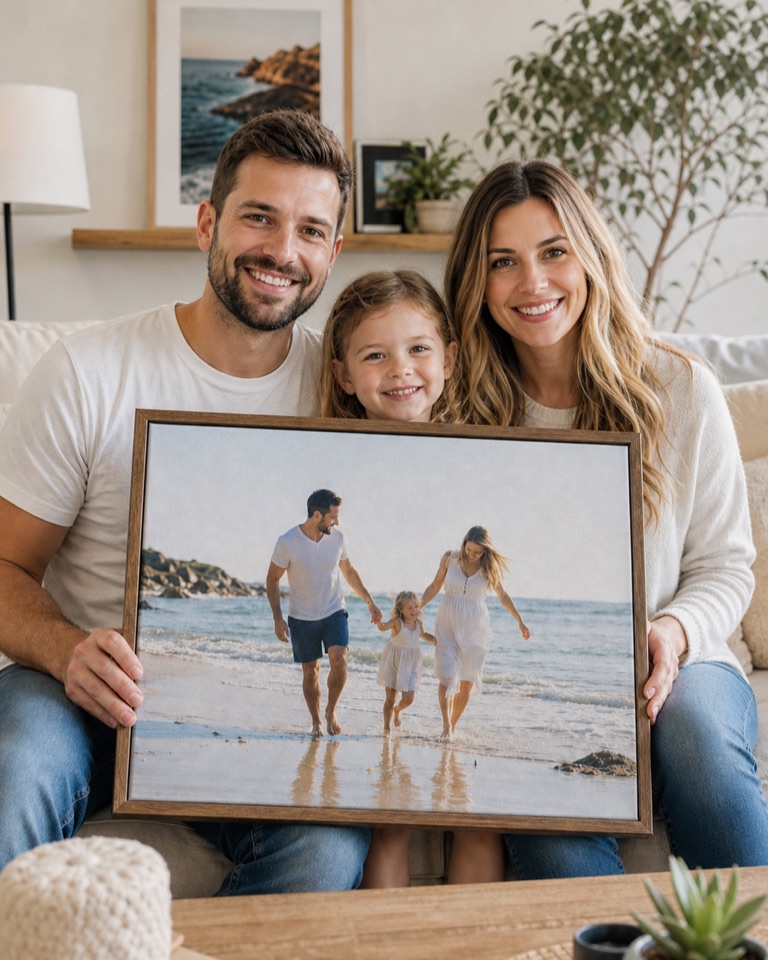 Young family beach memory