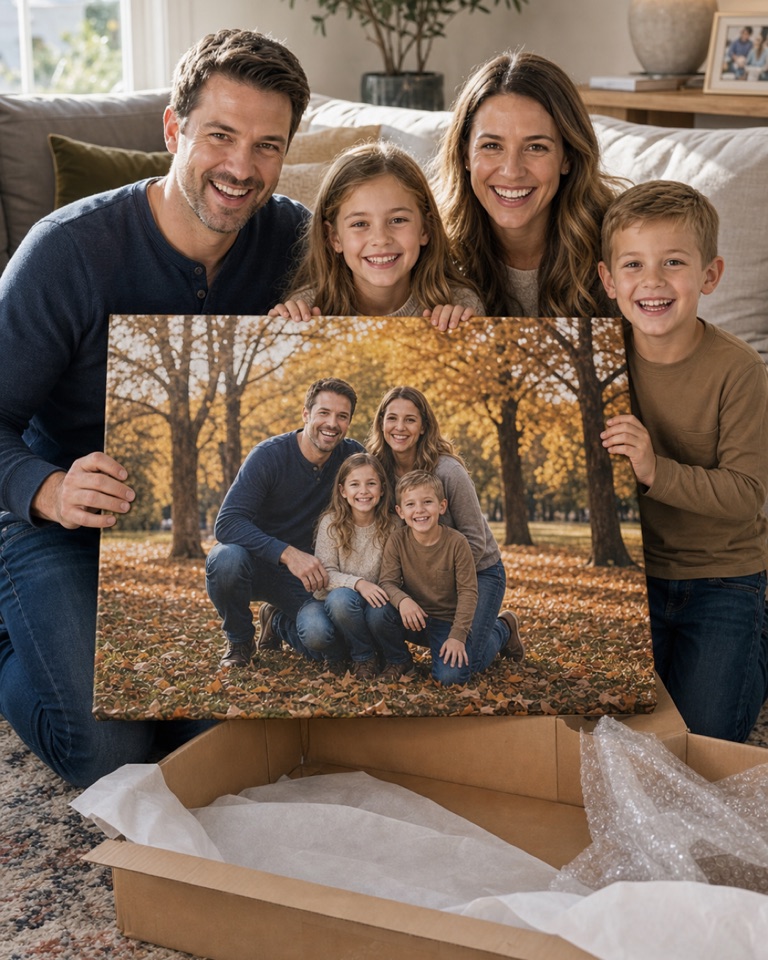 Family unboxing canvas