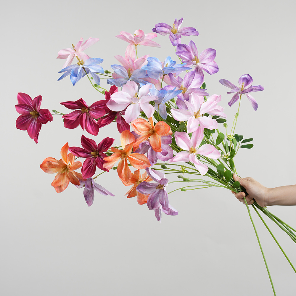 Six-head artificial clematis floral stem